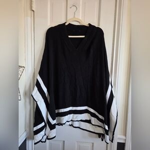 Black and White Pomcho Sweater